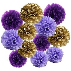 Black Paper Pom Poms Party Ceiling Wall Hanging Tissue Flowers 10/12″ 12 PCS