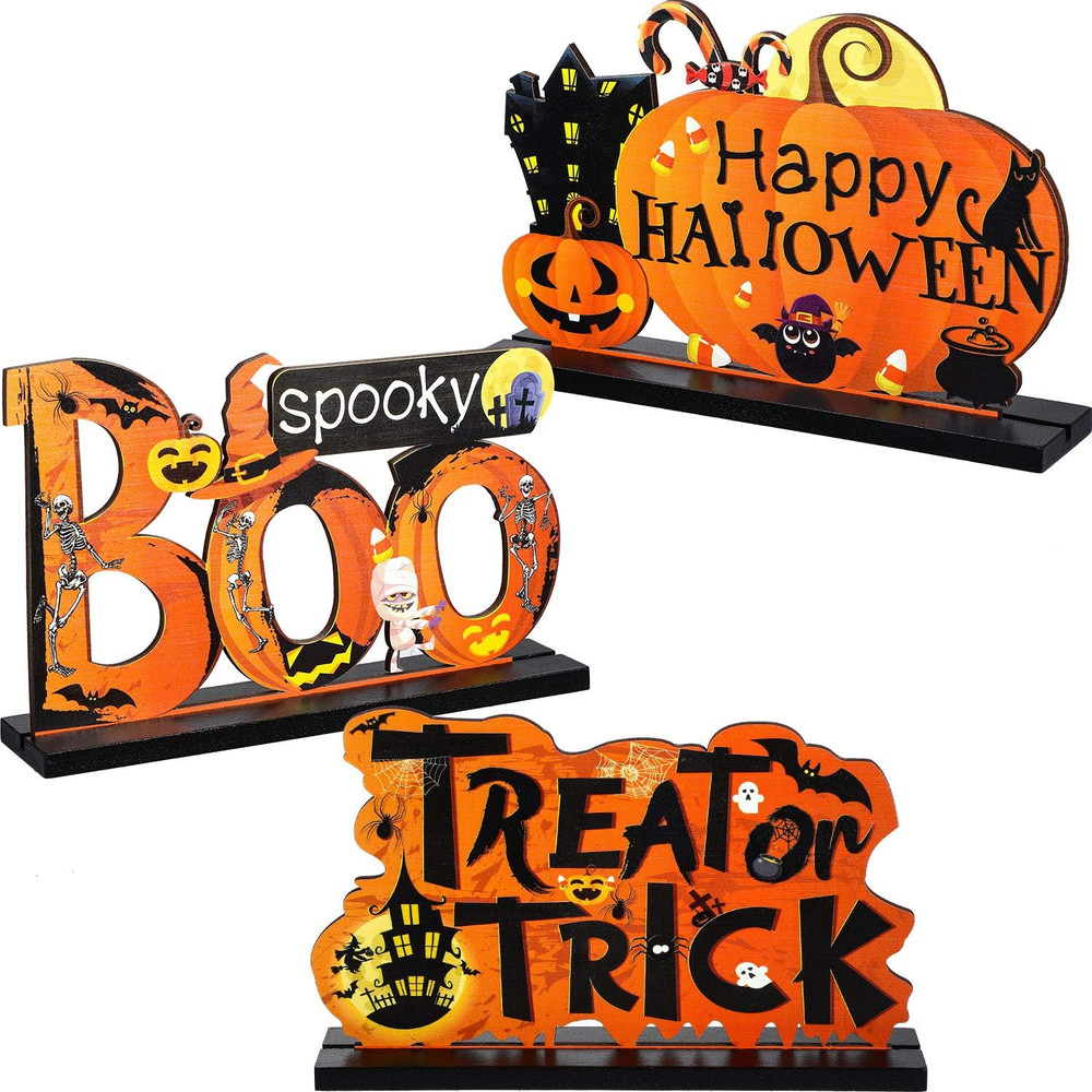 3 Pcs Halloween Centerpieces for Tables Happy Indoor Table Decorations Pumpkin T