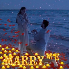 Romantic ‘Marry Me’ LED Letter Lights & 24 Candles for Perfect Proposals