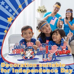 6 Pcs 4th of July Table Decorations, Memorial Day Patriotic Wooden Table Centerp