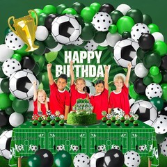 122PCS Soccer Birthday Party Decorations Set for Boys with Balloons & Banner