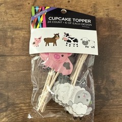 NEW 24 Count Barnyard Animals Cupcake Toppers