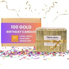Celebration Stadium Tall Gold Birthday Candle 100 Pack,