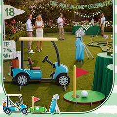 3 PCS Large Golf Birthday Party Decorations Kit Hole In One Photo Booth Props