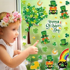 2 Sheets St. Patrick’ s Day Thick Gel Clings Shamrock Clover Tree Irish Gnome Go