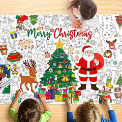 Christmas Giant Coloring Tablecloth, Large 30×72 Inch Poster with Santa, Christm