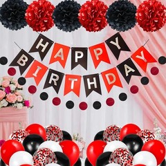 Black and Red Happy Birthday Decorations for Men Women Boys Girls, Red Birthd…