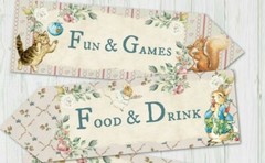 4 Rabbits and Woodland Characters Vintage Print Party Decoration Arrows