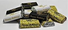 90th Birthday Miniatures Candy Bar Wrapper, (Set of 60) Mini Candy Bar Stickers