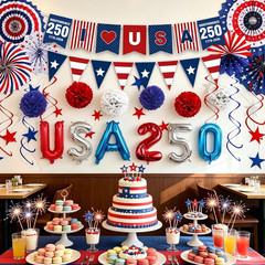 250th Anniversary Patriotic Decorations Set, 4th of July Decorations with Pap…
