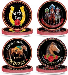 Durable 7-Inch Derby Day Party Plates – 48 Count with Stunning Designs