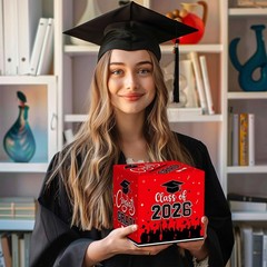 PERFQU Graduation Card Box 2026 – Congrats Grad Boxes Holder, Red