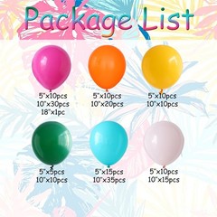 Tropical Balloon Arch Kit 181Pcs Teal, Hot Pink, Orange and Yellow Latex Ball…