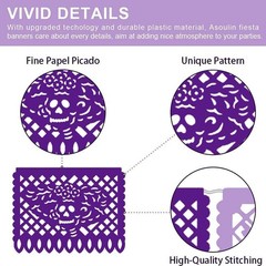 6PCS Mexican Party Decorations, 90FT Plastic Papel Picado Fiesta Party Banner…