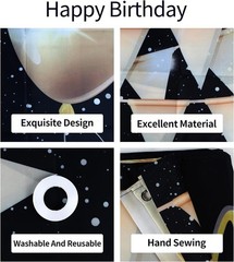 Reusable 6x4ft Happy 20th Anniversary Party Banner – Gorgeous Black Gold Design