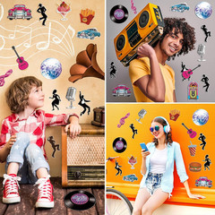 48 Pcs 50’S Rock and Roll Party Decorations Retro Party Decoration 1950S Music R