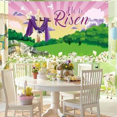 Large 72×44 Inch He is Risen Banner – Easter Decoration for All Spaces
