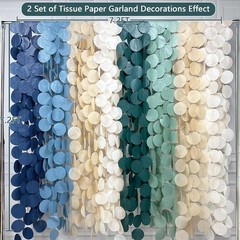 Sage Green Dusty Blue Khaki Beige Circle Dot Backdrop Garland Tissue Paper Party