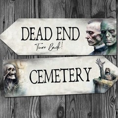 4 Halloween Scary Fantasy Art Watercolour Horror Party Decoration Arrow Signs