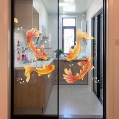 A Set Koi Carp Fish Pattern Sticker Shop Glass Door Decors Decal Window DIY New