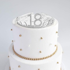18th Silver Birthday Tiara and Sash Glitter Satin 2 Piece Set,