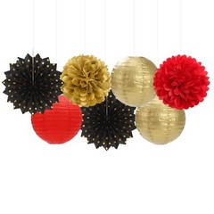 Red-Black Gold Casino Theme Party-Decorations – 20pcs Game Night Paper Lanter…