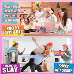 24 Designs Funny Photo Booth Props Sign Decor Double Sided Photobooth Accessoire