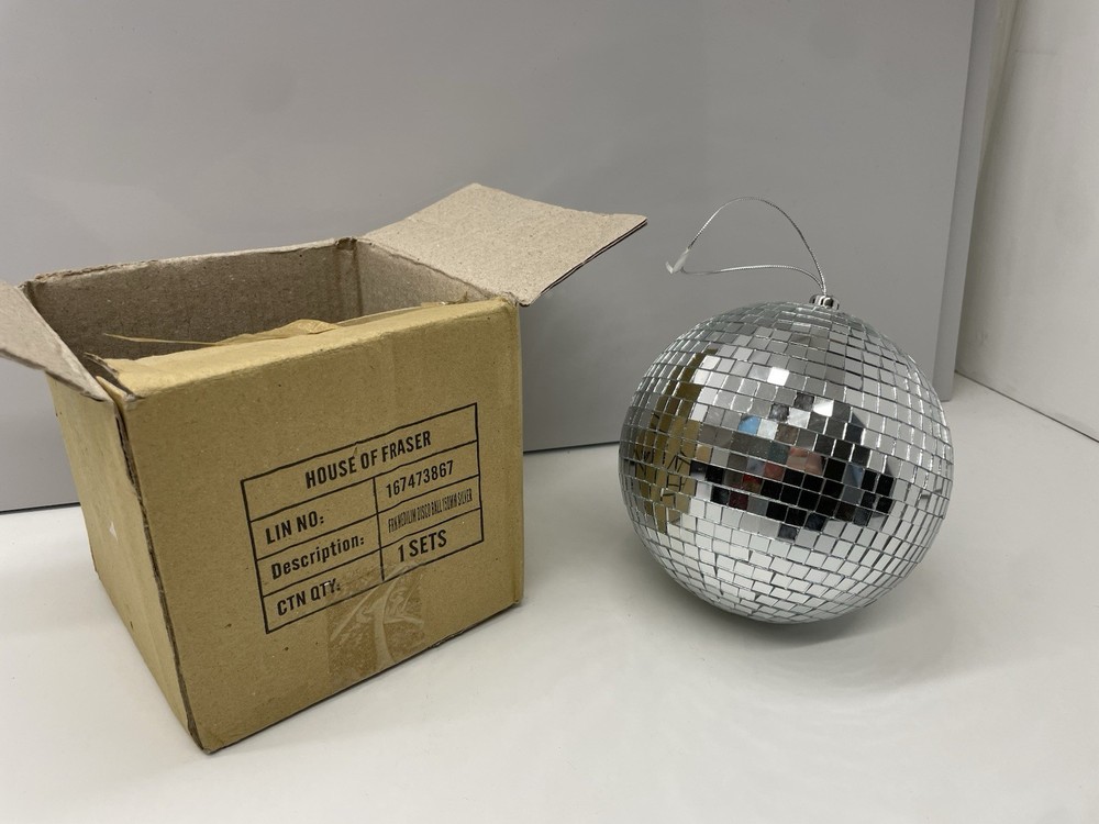 HANGING SILVER DISCO BALL – 15 CM – VGC