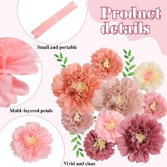 18 Pcs Mexican Fiesta Tissue Paper Flower 12 Inch 6 Inch Colorful Paper Flowers
