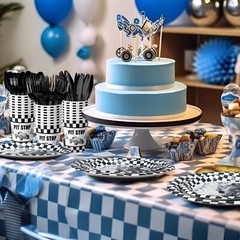 Race Car Birthday Party Decorations, Watercolor Race Car Birthday Party Favor…