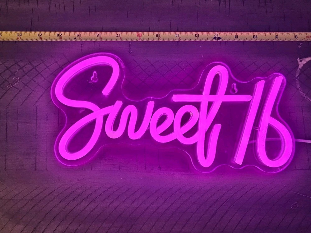 Sweet 16 Neon Sign, LED Neon Light Signs For Wall Decor 16th Birthday Light