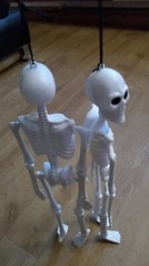 2 SKELETONS White Jointed Hanging Plastic 36x12x5.5cm New Funky Fun Decoration