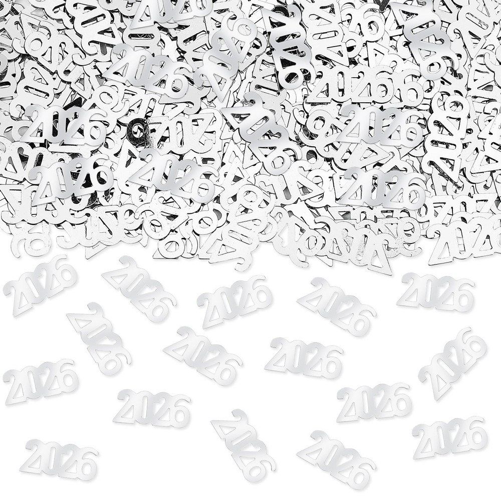 Silver 2026 Confetti Graduation Glitter Grad Table Scatters Class Party
