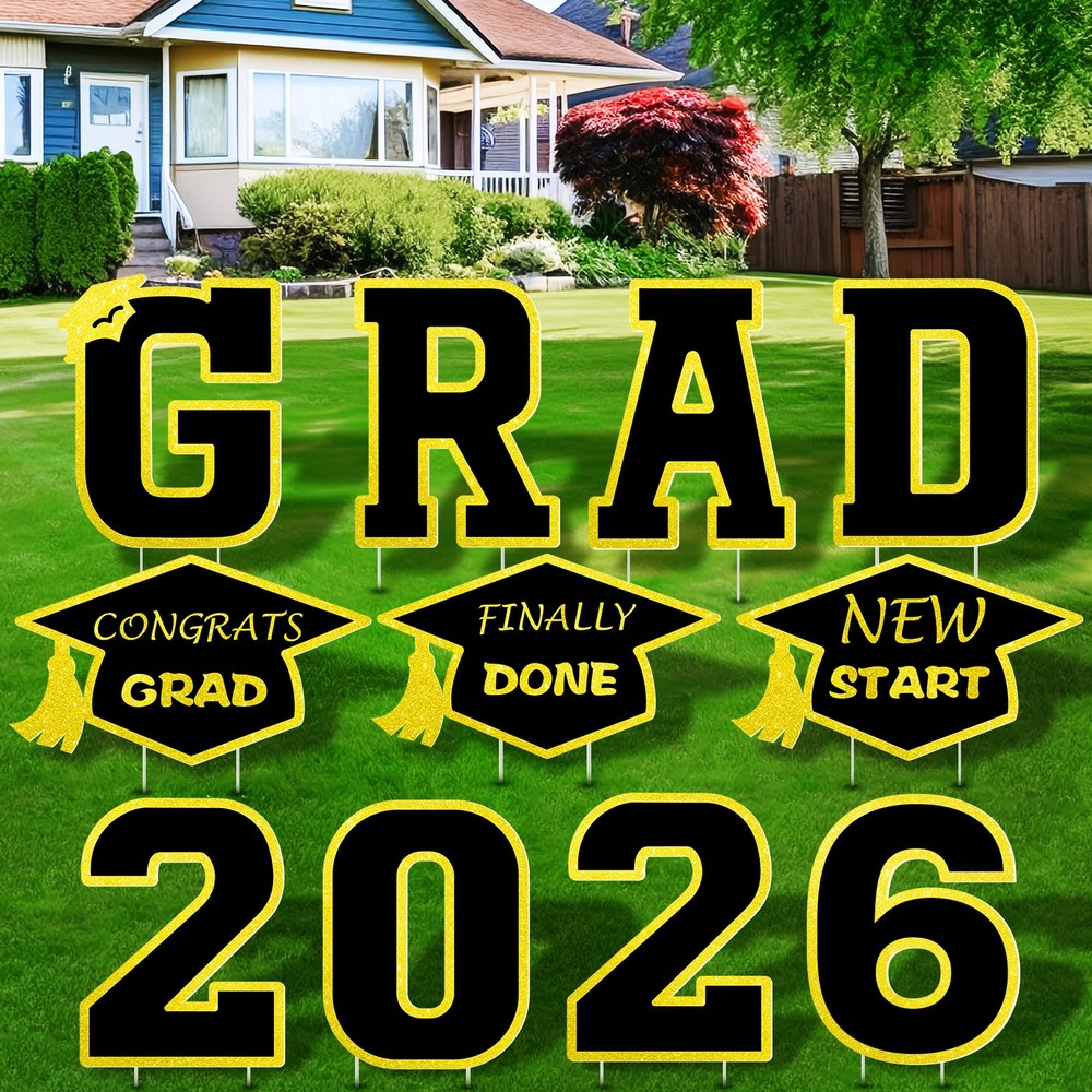2026 Grad Yard Sign 11Pcs Class of 2026 Graduation Decorations Lawn Sign Outdoor