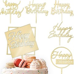 Thicken Mirror Acrylic Happy Birthday Cake Toppers, Happy Birthday Sign for G…