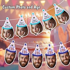 Personalized Birthday Party Banner with Name,Age &Photo – Custom Numbered Years♤