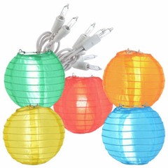 Quasimoon 4″ Multi-Color Round Nylon Lanterns, Even Ribbing, Hanging (10-PACK…