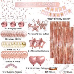 Rose Gold Birthday Party Decorations Happy Birthday Banner Rose Gold Fringe C…