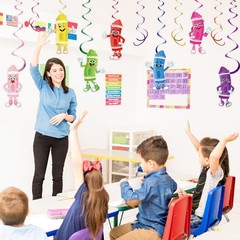 50 Pcs Colorful Crayon Hanging Decorations for Back to School Classroom Parties