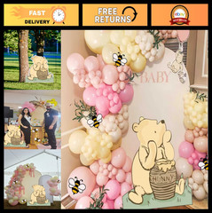 131PCS Pink Baby Shower Decorations – Winnie Cutouts, Pooh Balloons, Bee Sticker