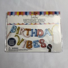 Pached Party Birthday Vibes Multi Color Mylar Balloon Banner 22 Feet