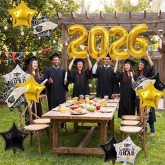 16 Pcs Graduation Decorations 2026 Balloons Kit, 32 Inch 2026 Number Foil Bal…