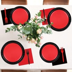Versatile Red and Black Party Supplies for All Occasions – 50 Guests, 200PCS