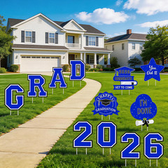 Graduation Decorations 12Pcs Waterproof Blue Graduation Yard Signs Class of 2026