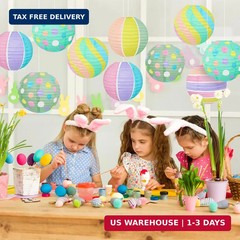 ADLKGG 12 Pieces Pastel Party Decorations – 8 Inches Hanging Paper Lanterns for