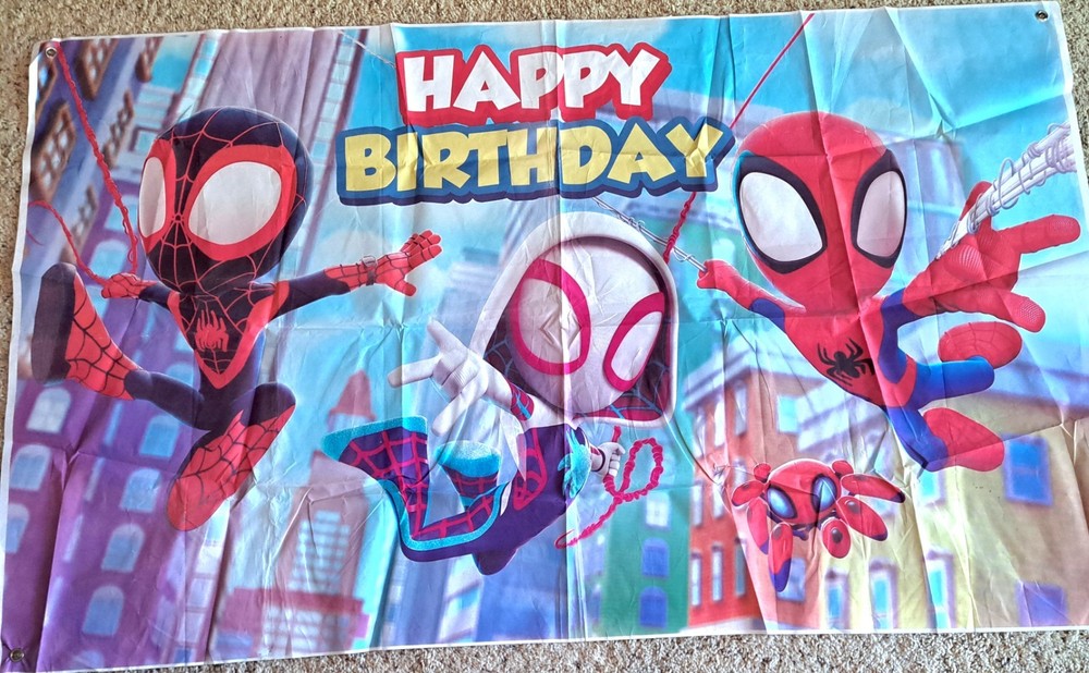 Spidey and His Amazing Friends 3x5ft Happy Birthday Backdrop Banner Party