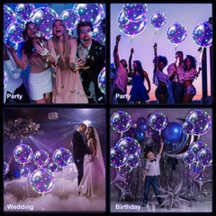 10 Pack LED Light Up BoBo Balloons 20″ Party Birthday Transparent Bubble Balloon