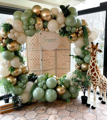 Sage Green White Sand Balloon Arch Kit, Green Beige Gold Metallic Balloons Garla