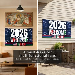 World Cup Flags 2026 Merchandise Decor 2PCS USA Canada Mexico Host Country Socce
