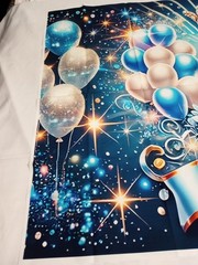 Blue 1st Birthday Backdrop Prince King Crown Balloons Photo Background Decor 5×3